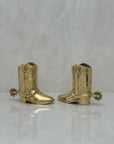 Small Vintage Brass Cowboy Boot Vases-A Pair