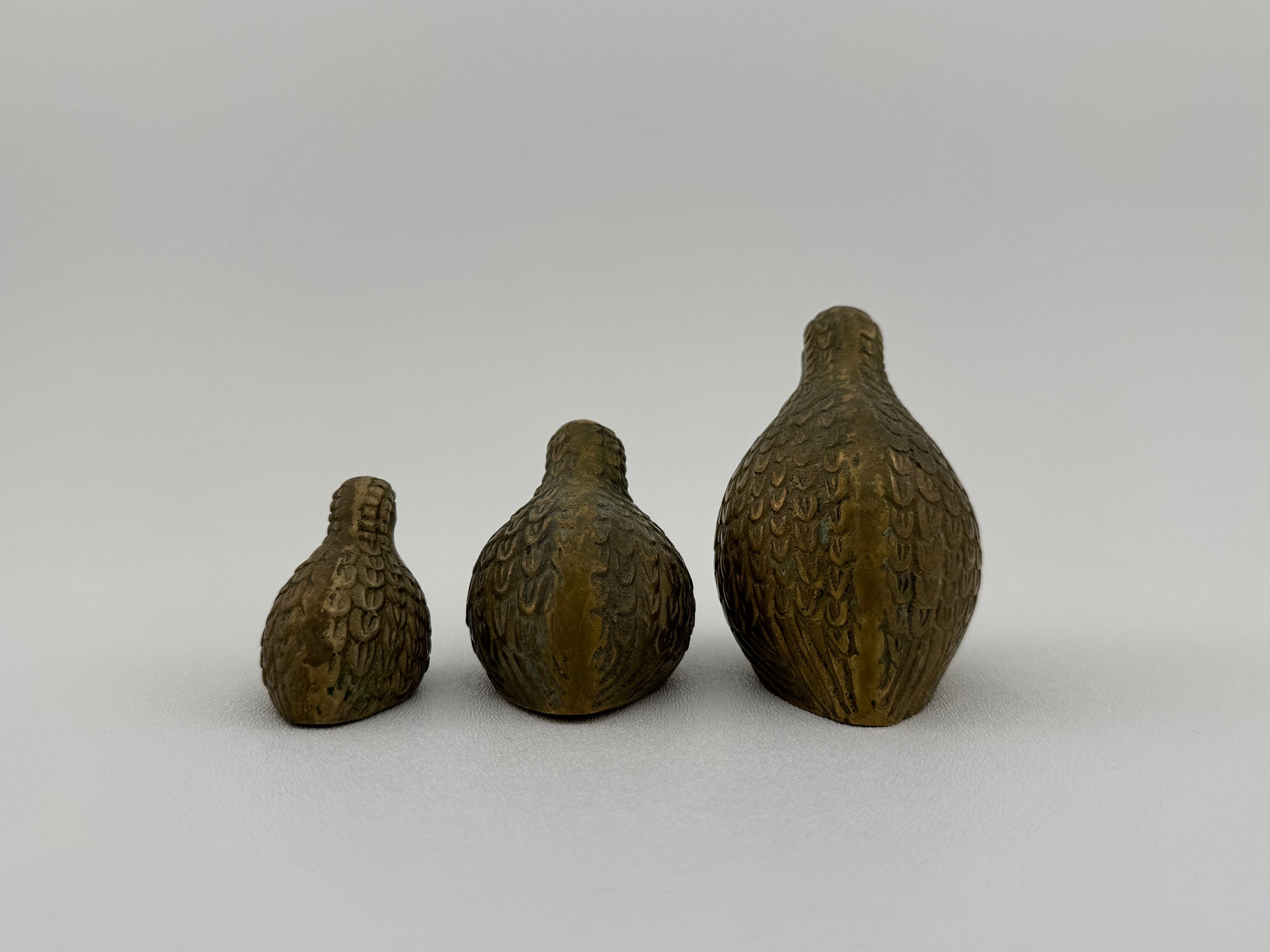 Vintage Brass Quail Family- A Three Piece Set