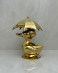 Vintage Brass Duck Under Umbrella