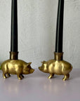 Vintage Brass Pig Candlestick Holders-A Pair by Fritz Brass