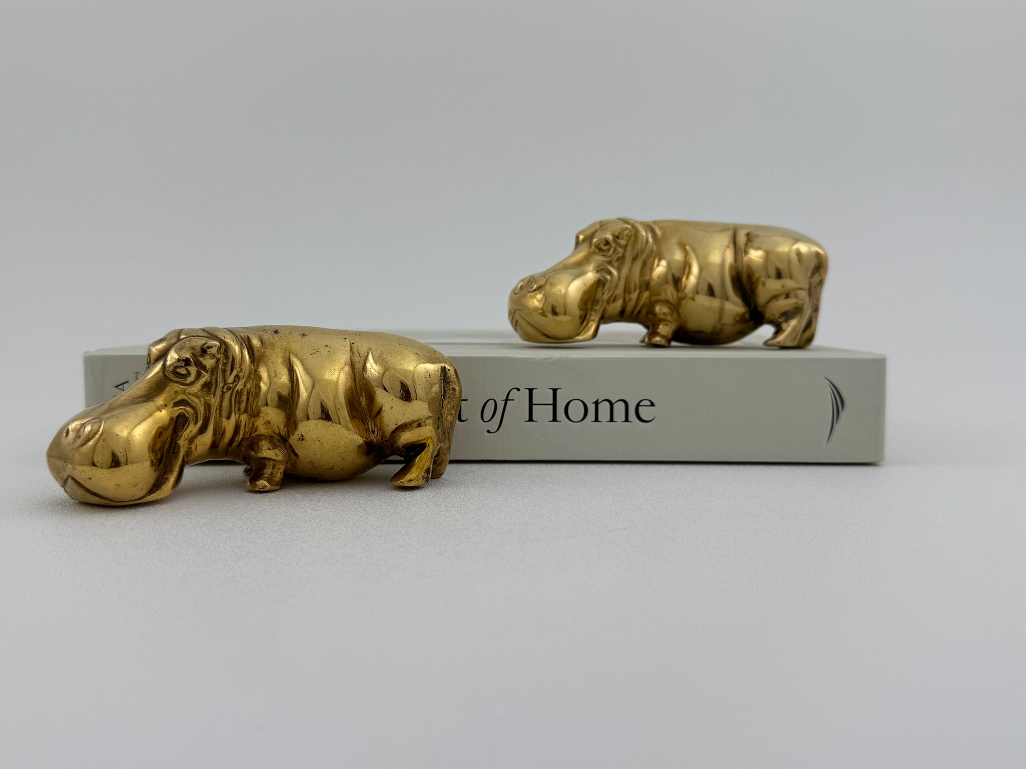Vintage Brass “House Hippos” – Pair of Brass Figurines