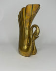 Vintage Brass Swan Vase – Hollywood Regency Sculptural Vessel | 9.75” Tall