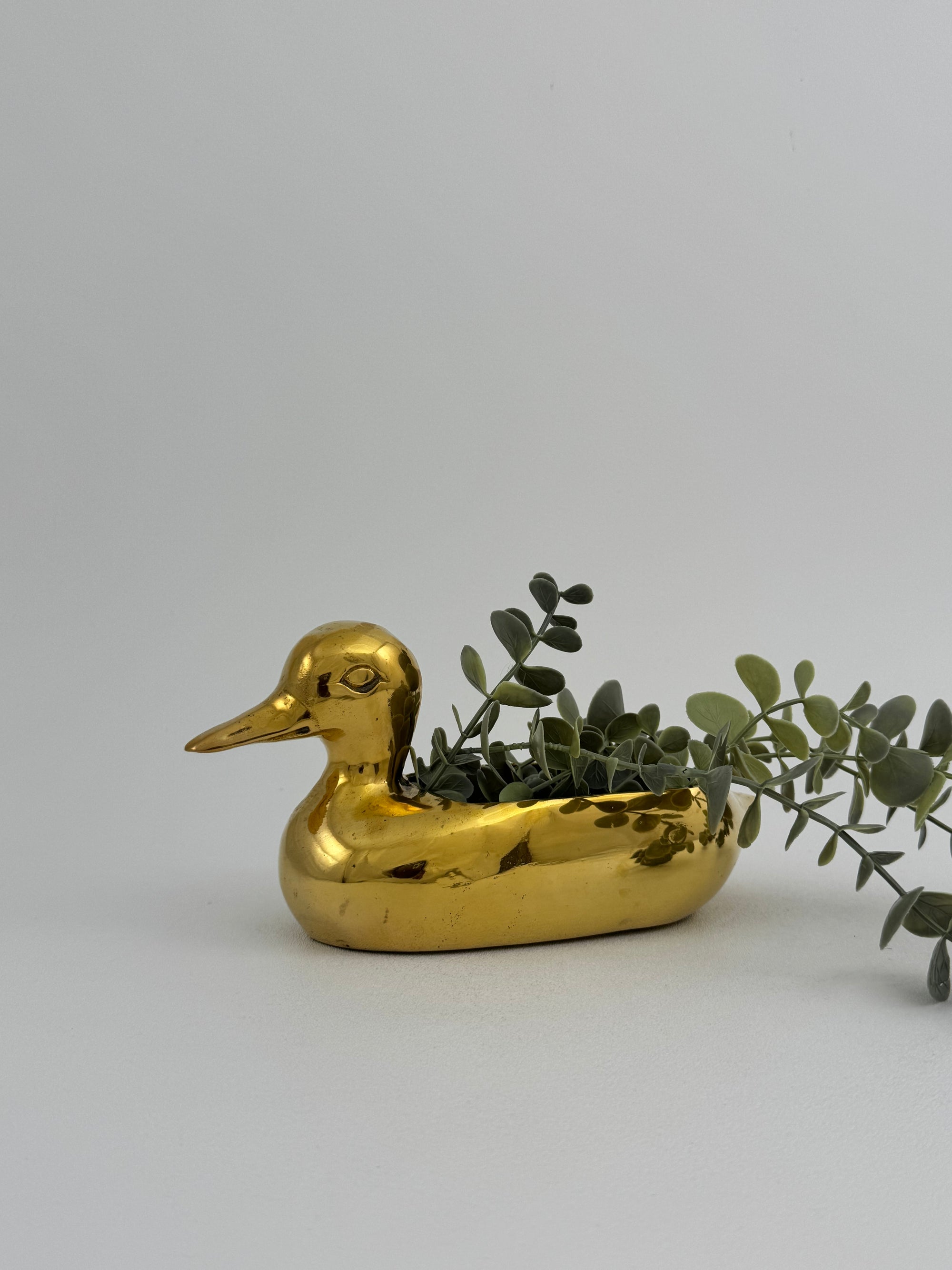Vintage Brass Duck Stash Pot