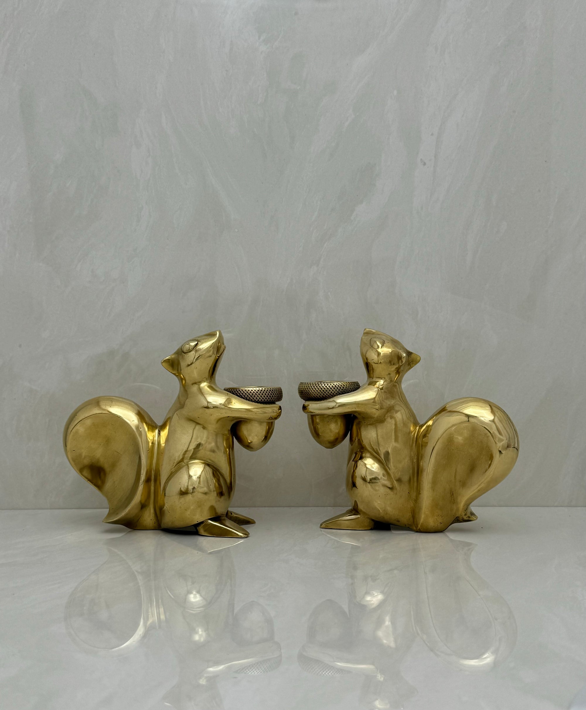 Vintage Bronze Squirrel Candleholders-A Pair