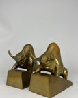 Vintage Brass Charging Bulls-A Pair
