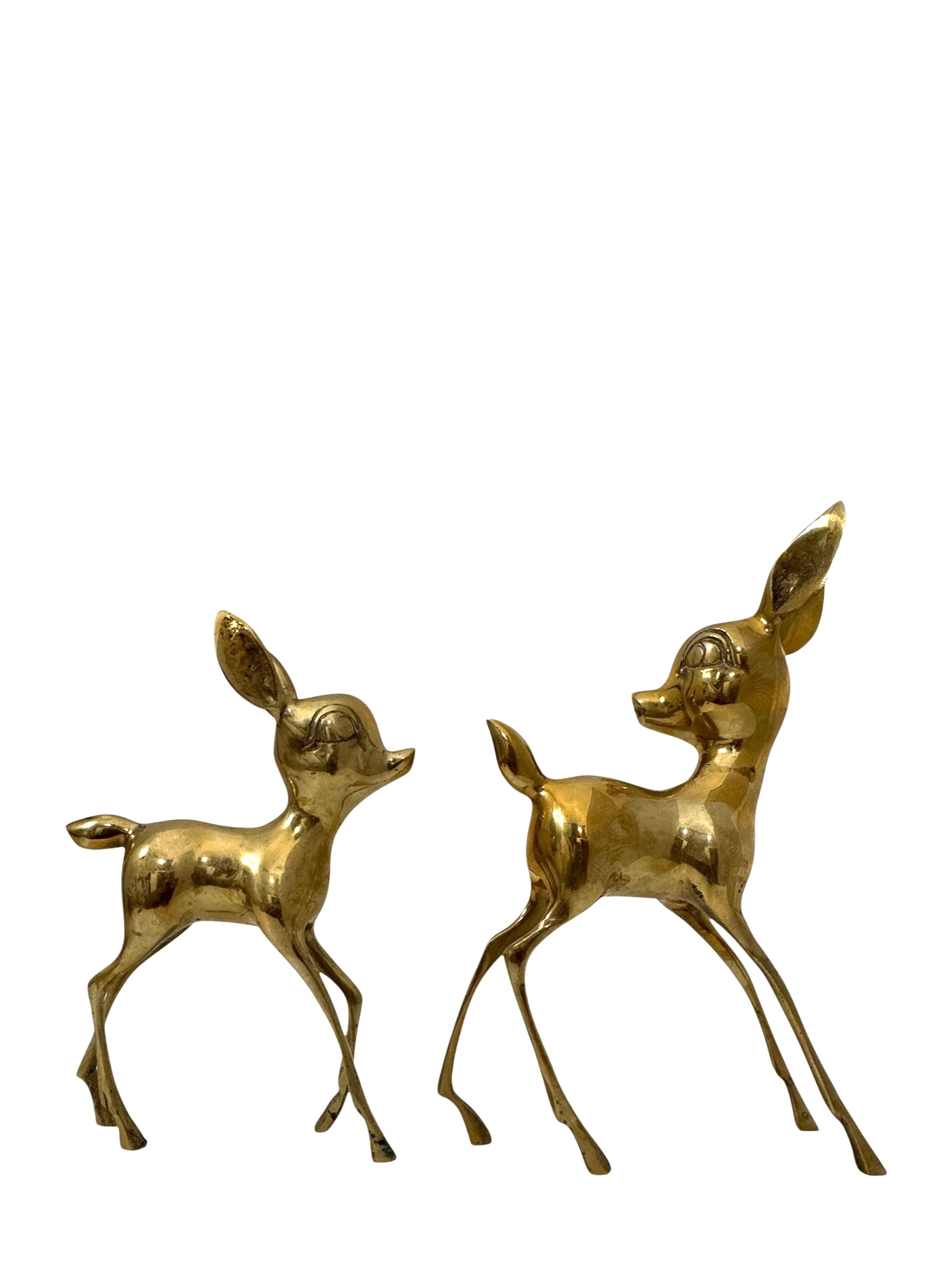 Vintage Brass Deer Pair – Mid-Century Modern Fawns | Hollywood Regency Woodland Figurines