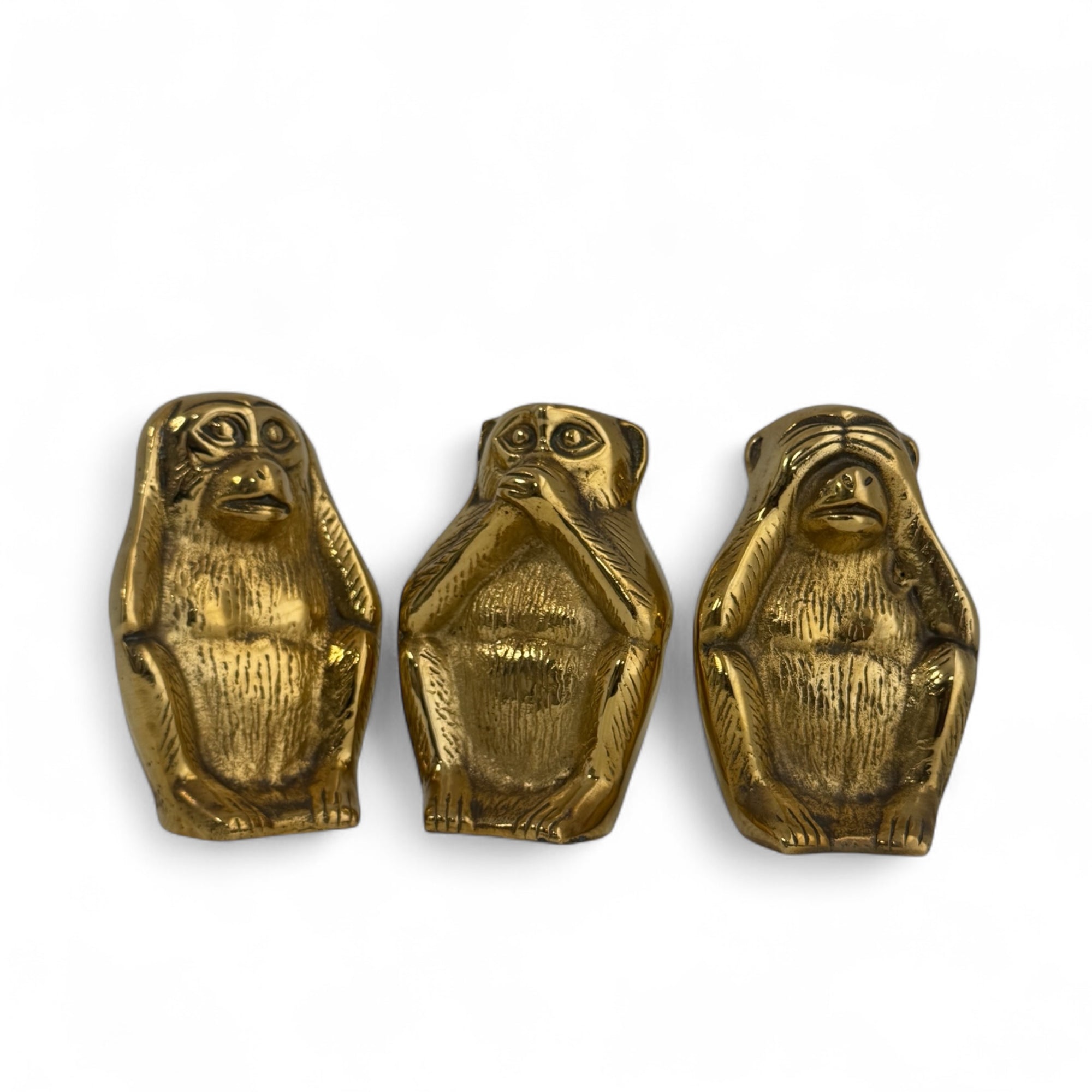 Vintage Brass wise Monkeys- A Set of Three