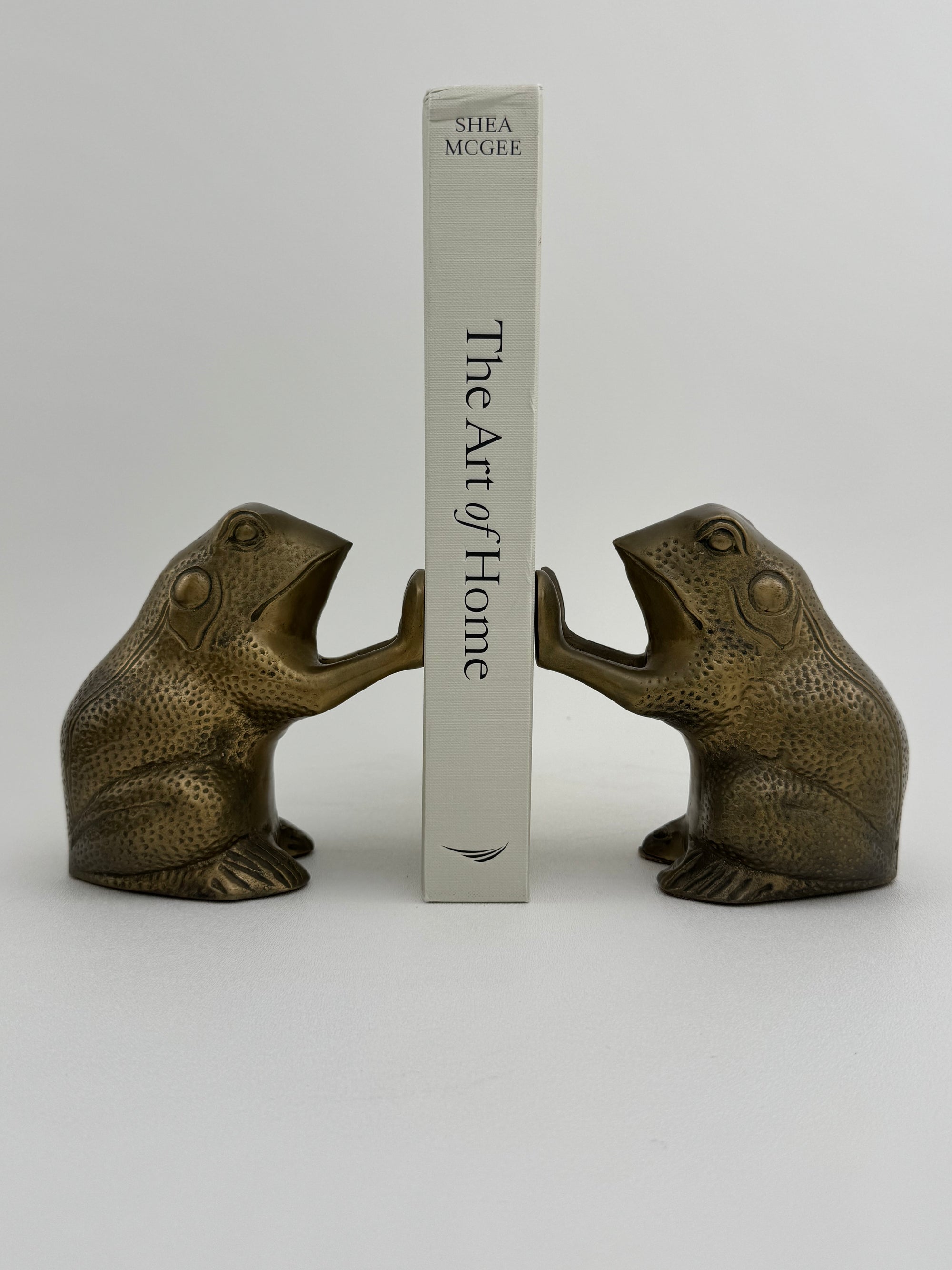 Vintage Brass Patty Cake Frog Bookends- A Pair