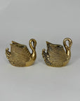Pair of Vintage Brass Swan Candlestick Holders- Mid-Century Taper Candle Holders