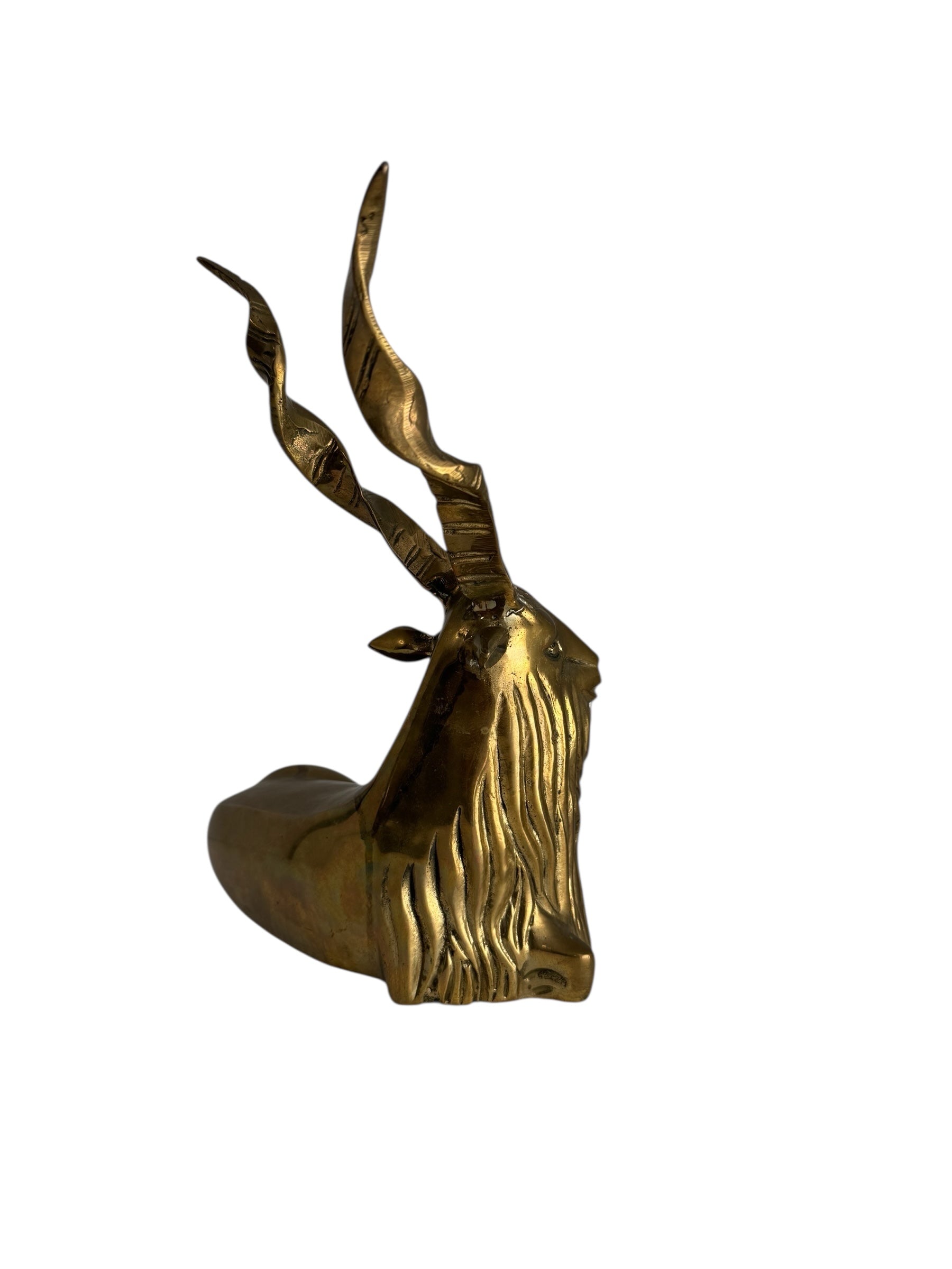 Vintage Brass Antelope with Spiral Horns