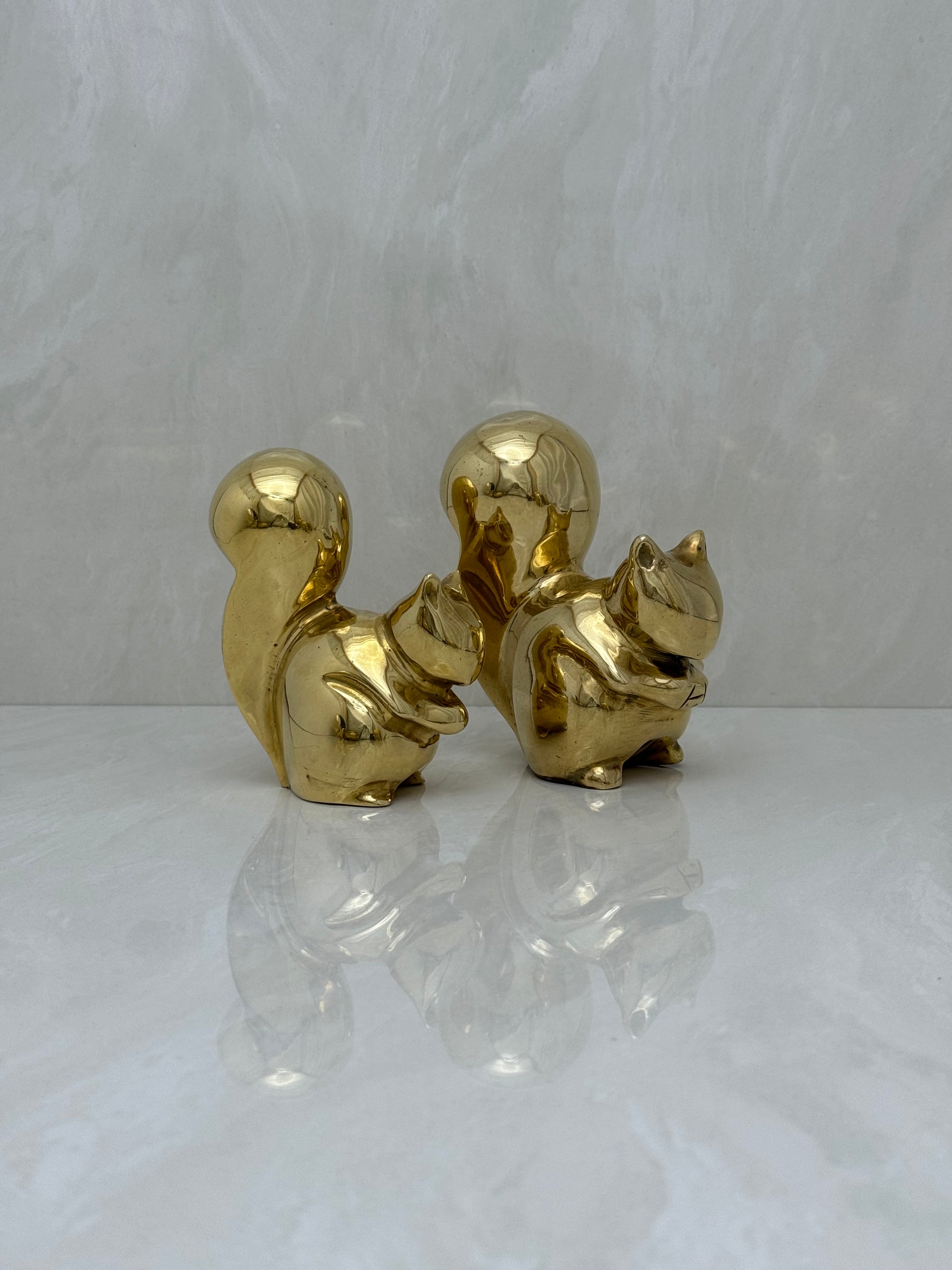 Vintage Brass MCM Squirrels-A Pair