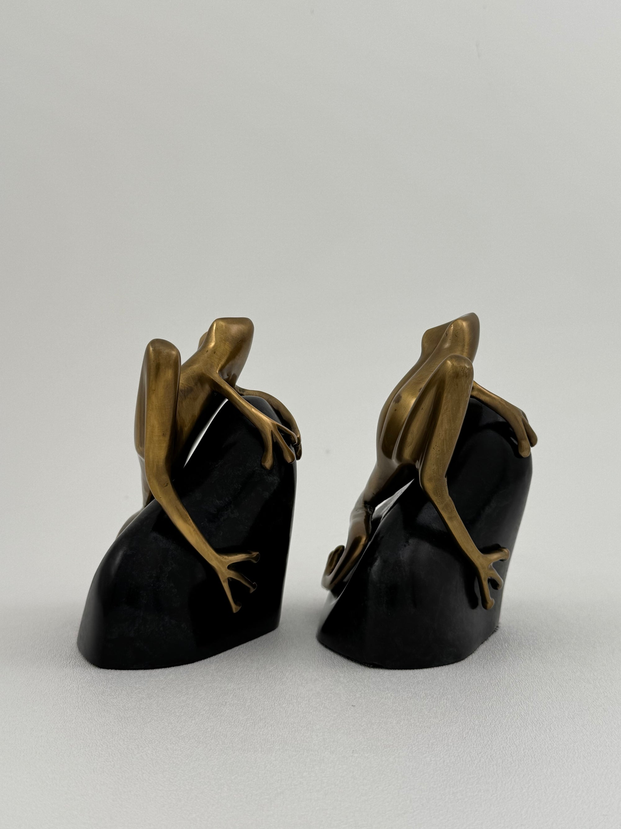 Vintage Bombay Frog on Rock Bookends-A Pair