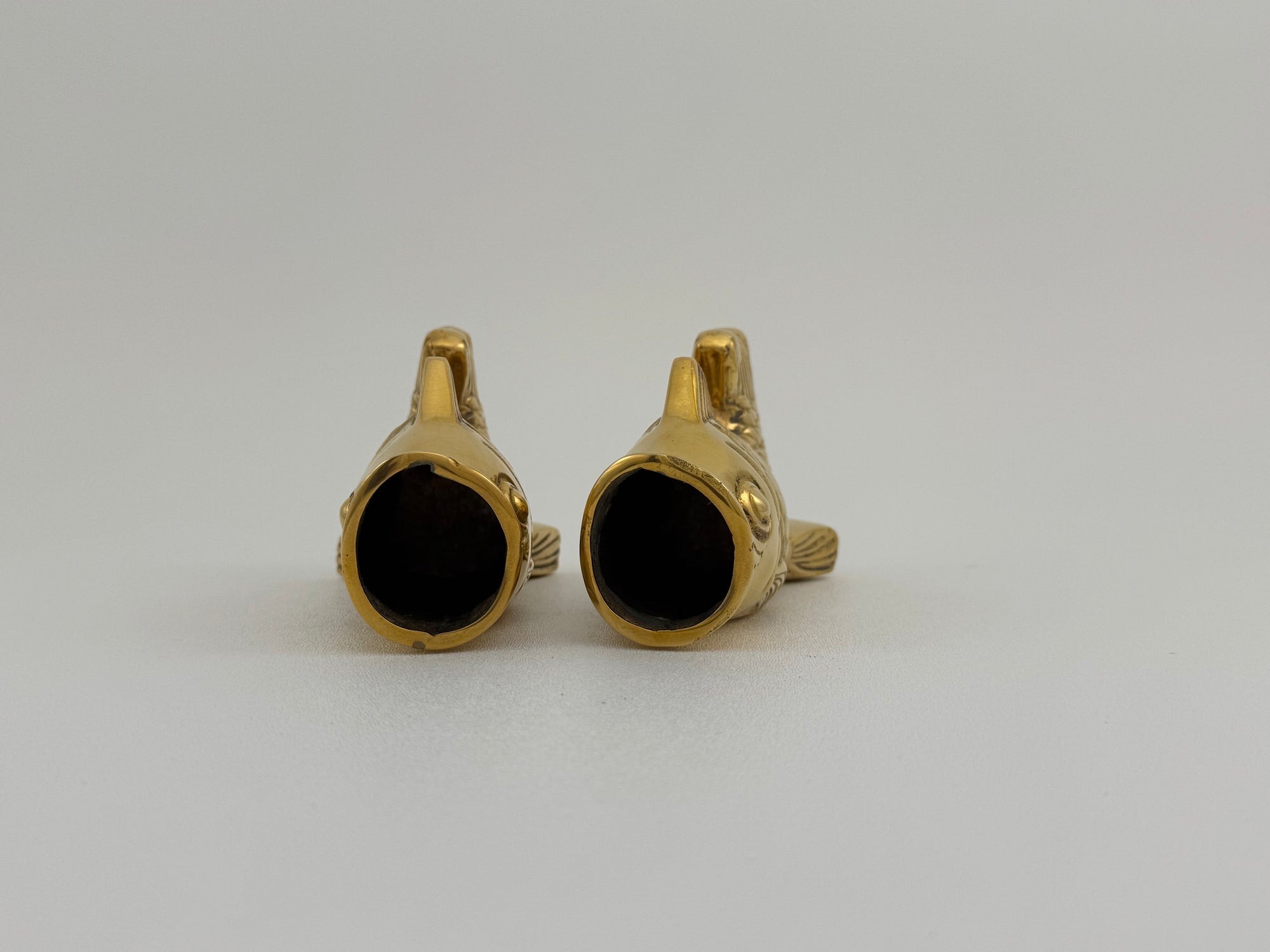 Vintage Brass Fish Vases-A Pair