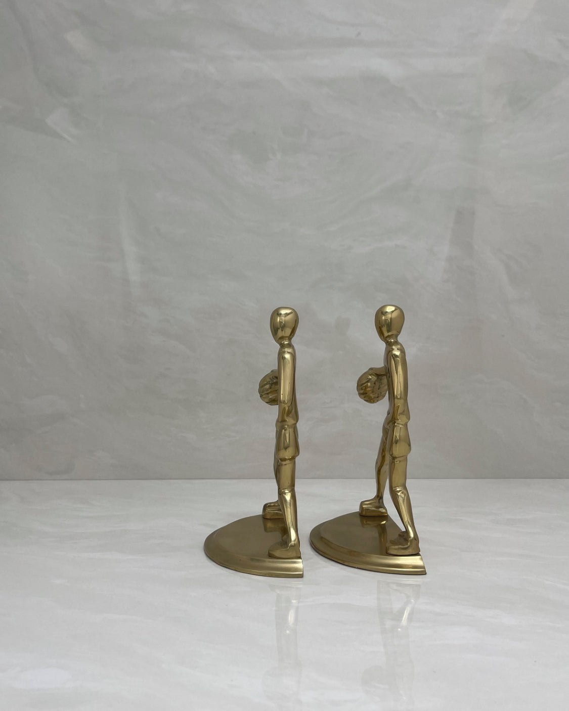 Vintage Brass Basketball Bookends Larry Bird-A Pair