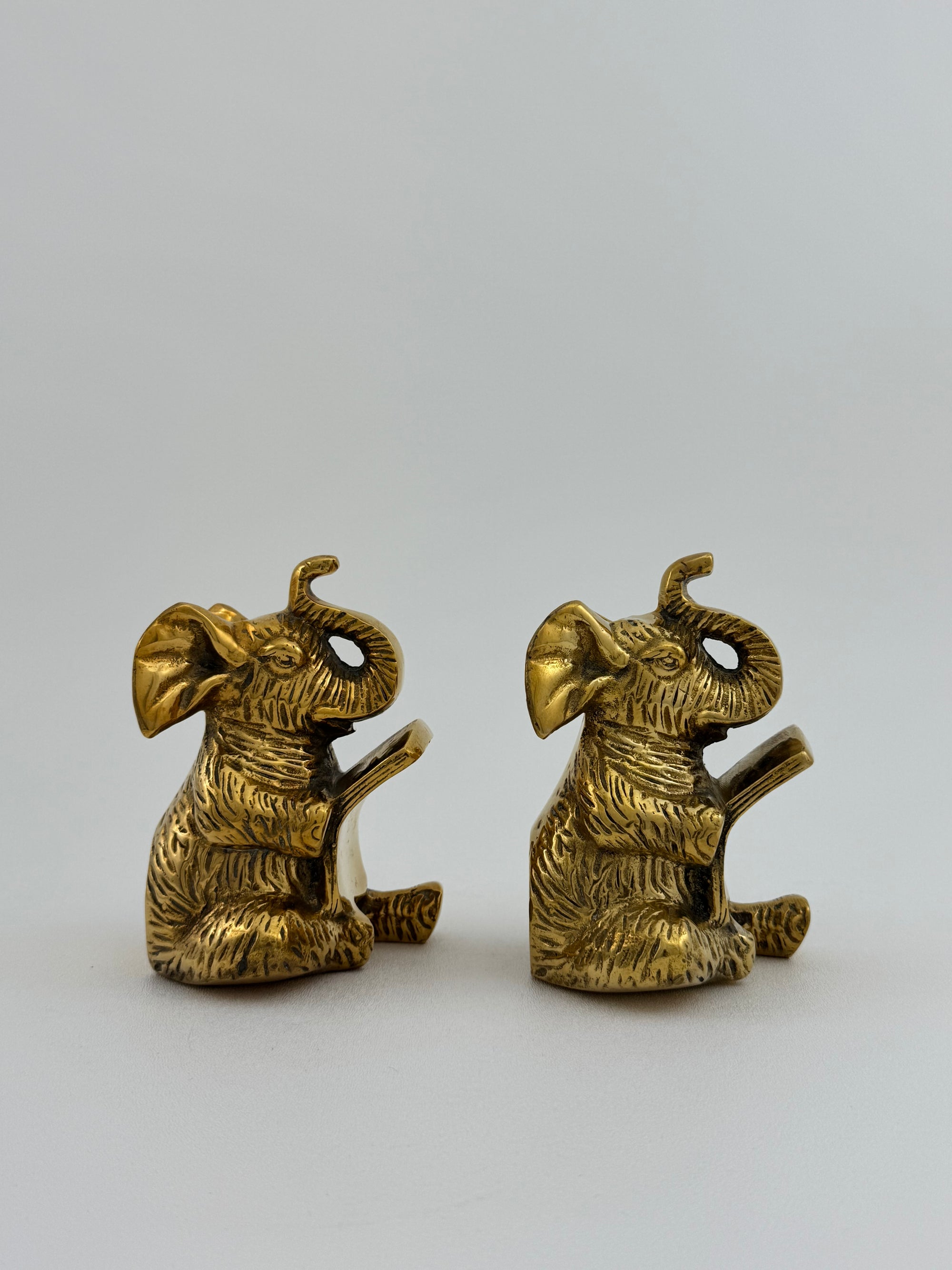 Vintage Brass Elephants Bookends-A Pair