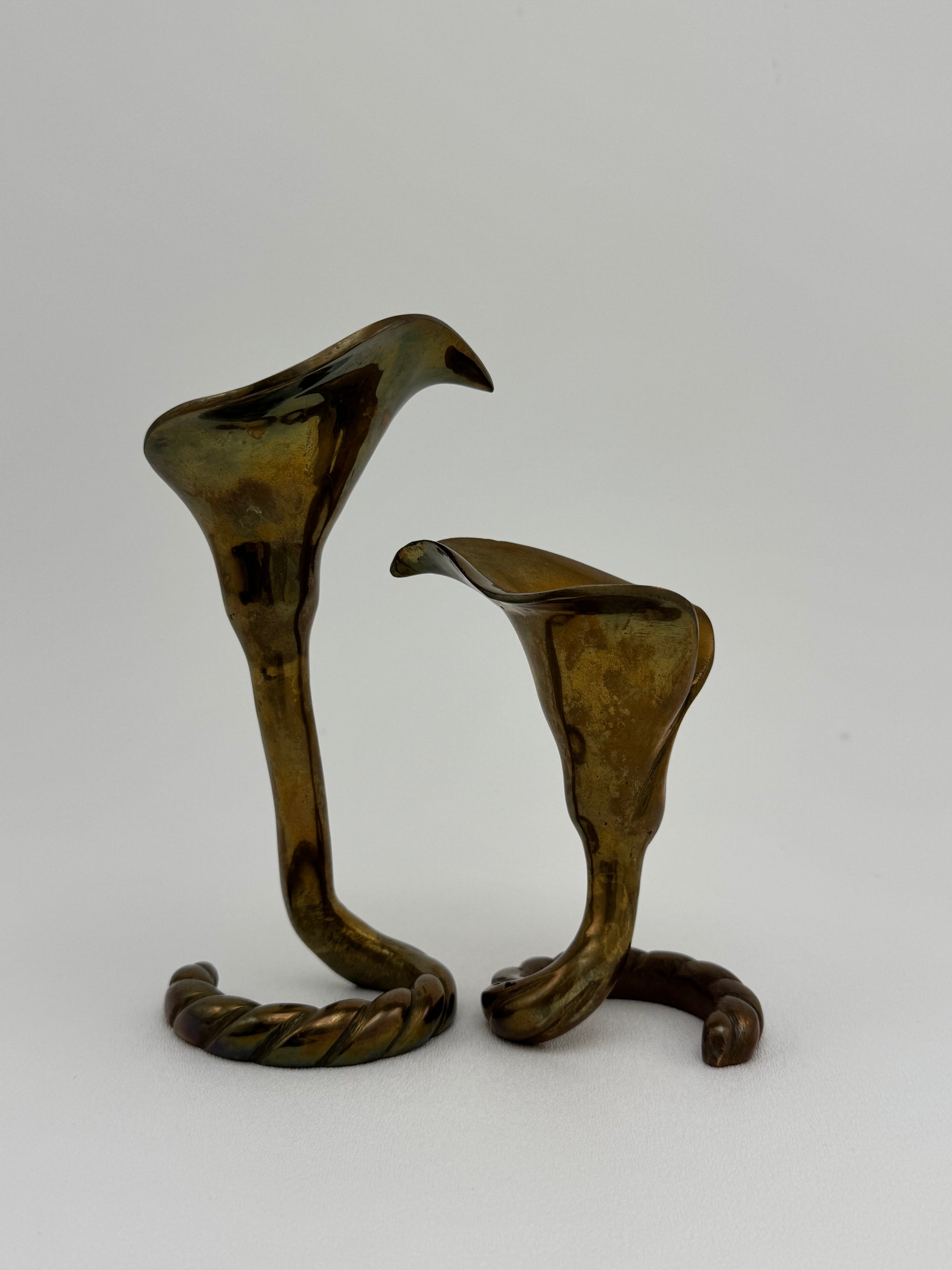 Vintage Brass Tulip Candlestick Holders-A Pair