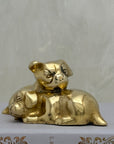 Cute Small Vintage Brass Sleeping Bulldog Puppies-A Collectible