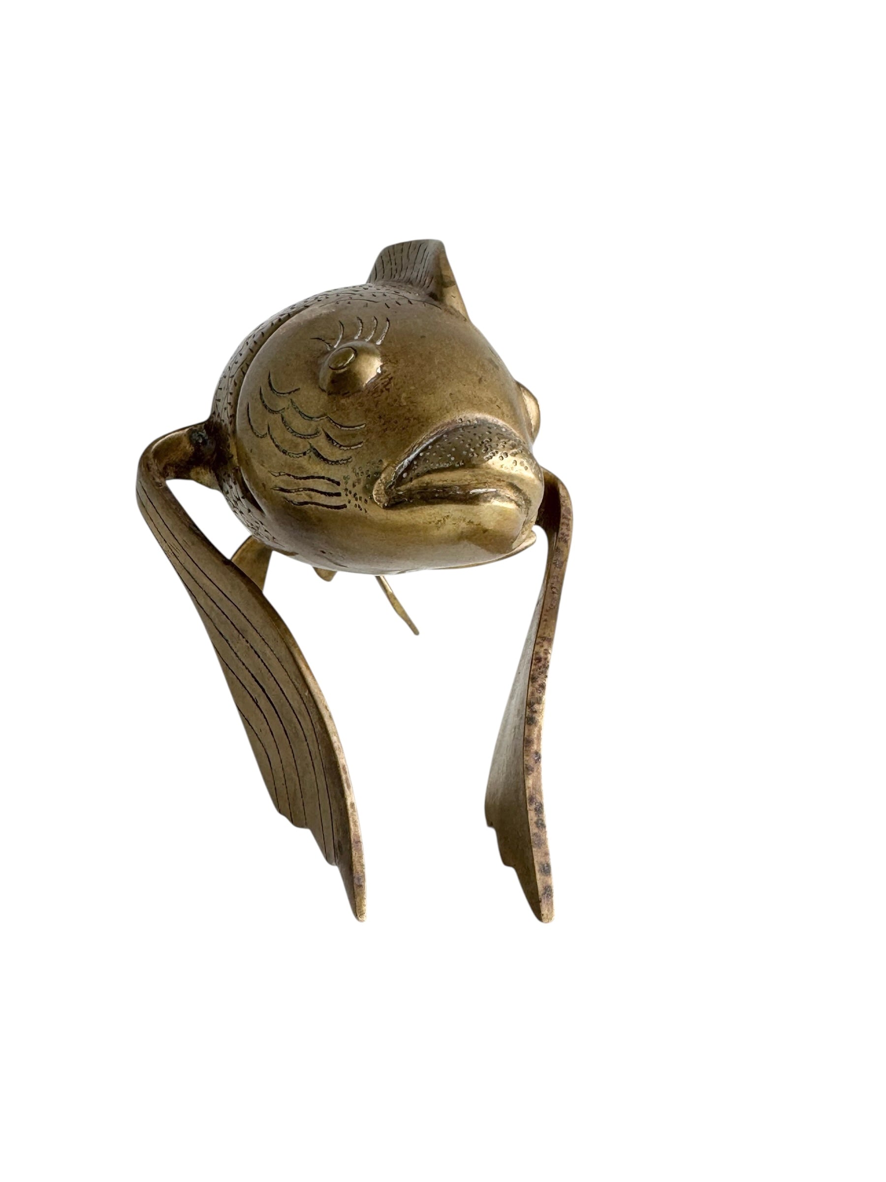 Vintage Brass Koi Fish Sculpture