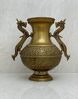 Vintage Brass Vase With Dragon Handles