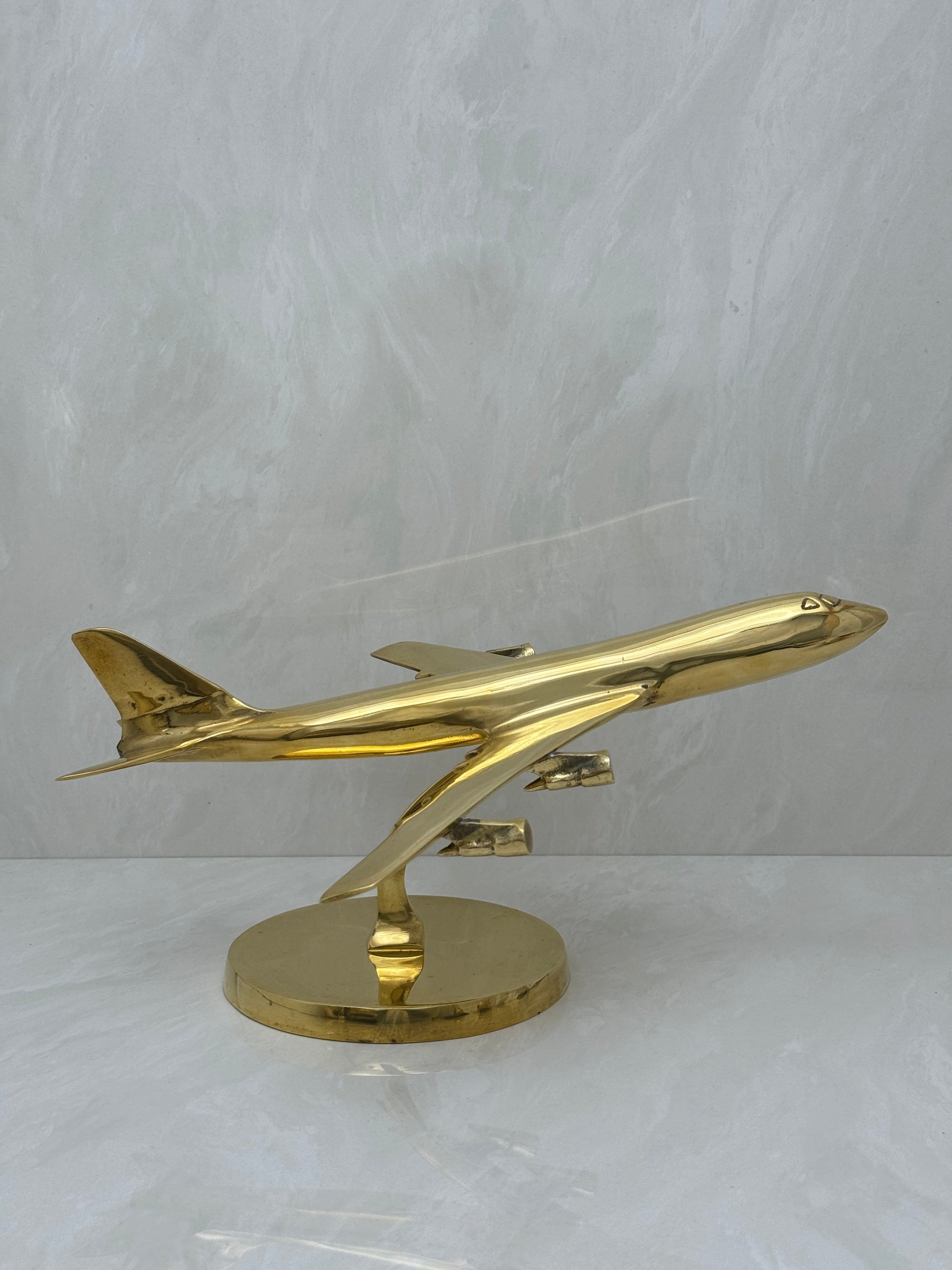 Vintage Brass Airplane on Stand