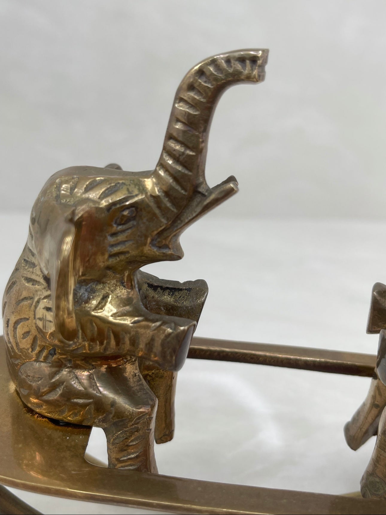 Vintage Brass Elephants on Teeter Totter
