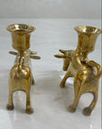 Vintage Brass Bull Candleholders