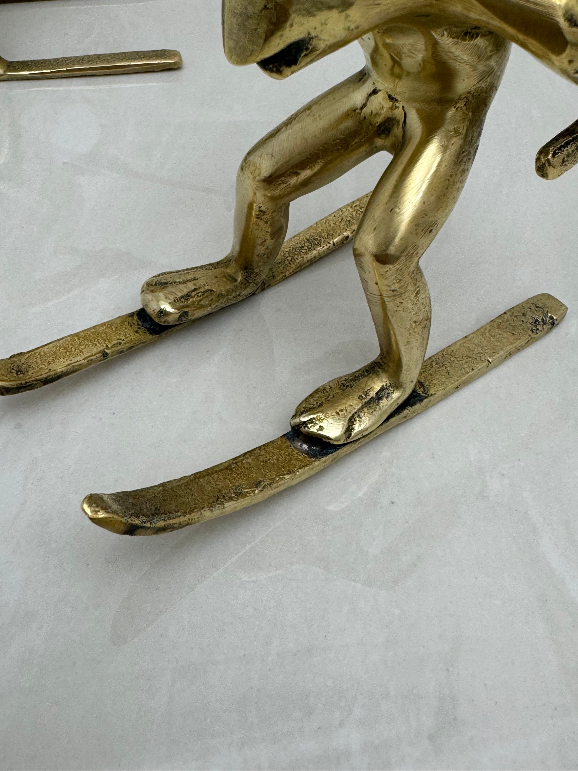 Vintage Bronze Skiing Frog Brothers