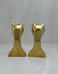 Vintage Brass Cat Head Bookends-A Pair