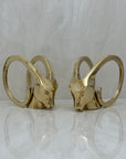 Vintage Brass Rams with Curled Horns-A Pair