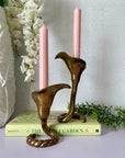 Vintage Brass Tulip Candlestick Holders-A Pair