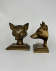 Vintage Brass Fox Head Bookends – The Clever Companions