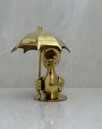 Vintage Brass Duck Under Umbrella