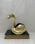 Vintage Brass Double Swan Planter