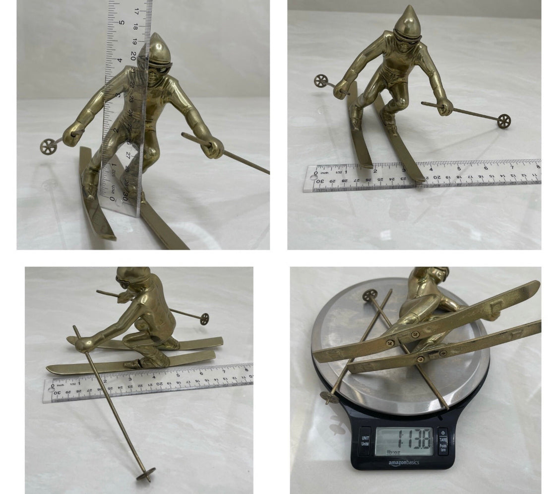 Vintage Brass Skier Figurine