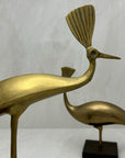 Vintage Brass Peacocks on Marble Bases- A Pair by Rosenthal Netter