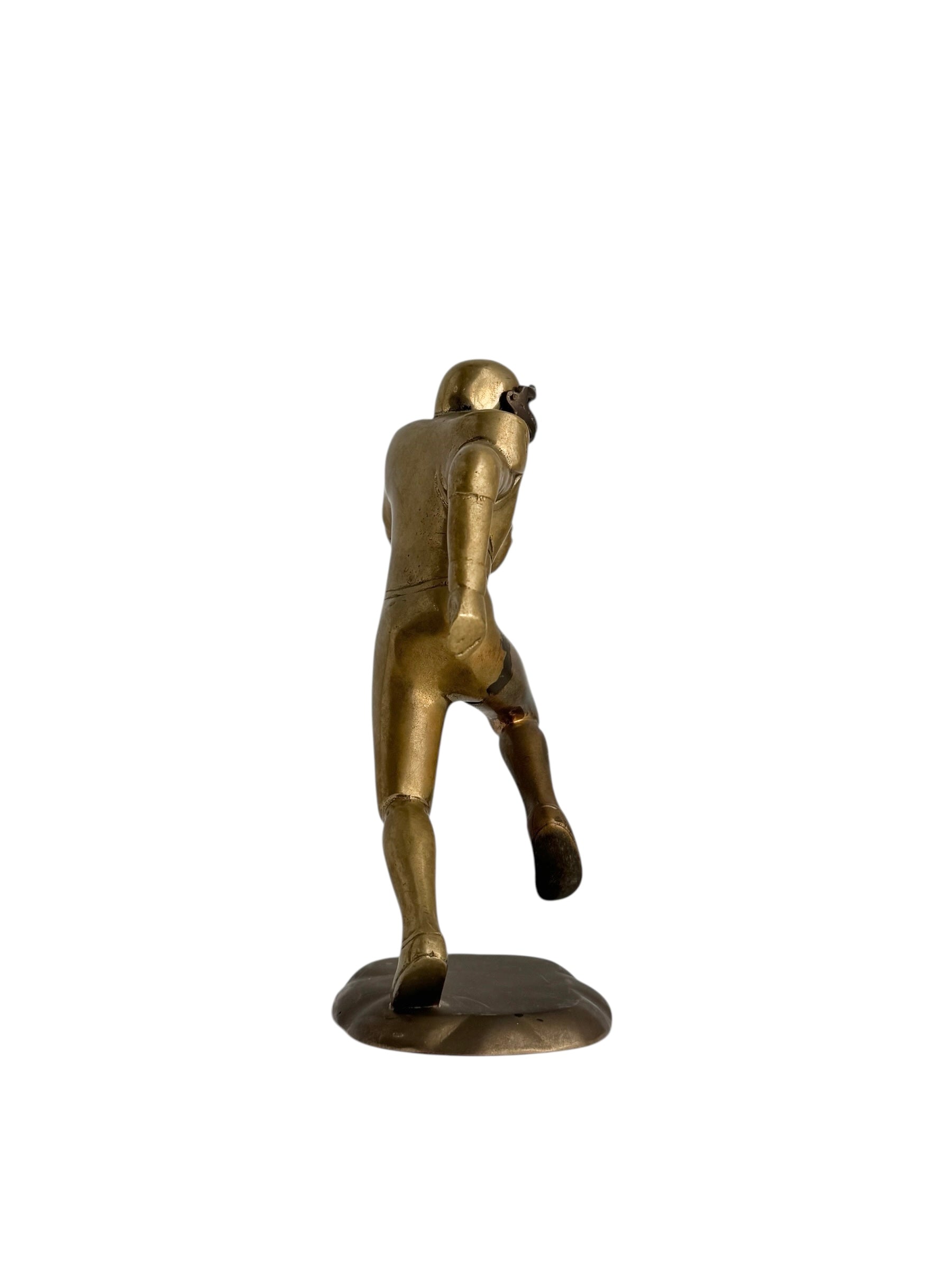 Vintage Brass Running American Football Player