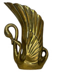 Vintage Brass Swan Vase – Hollywood Regency Sculptural Vessel | 9.75” Tall