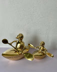 Vintage Brass Duck and Duckling Paddling Boats-A Pair