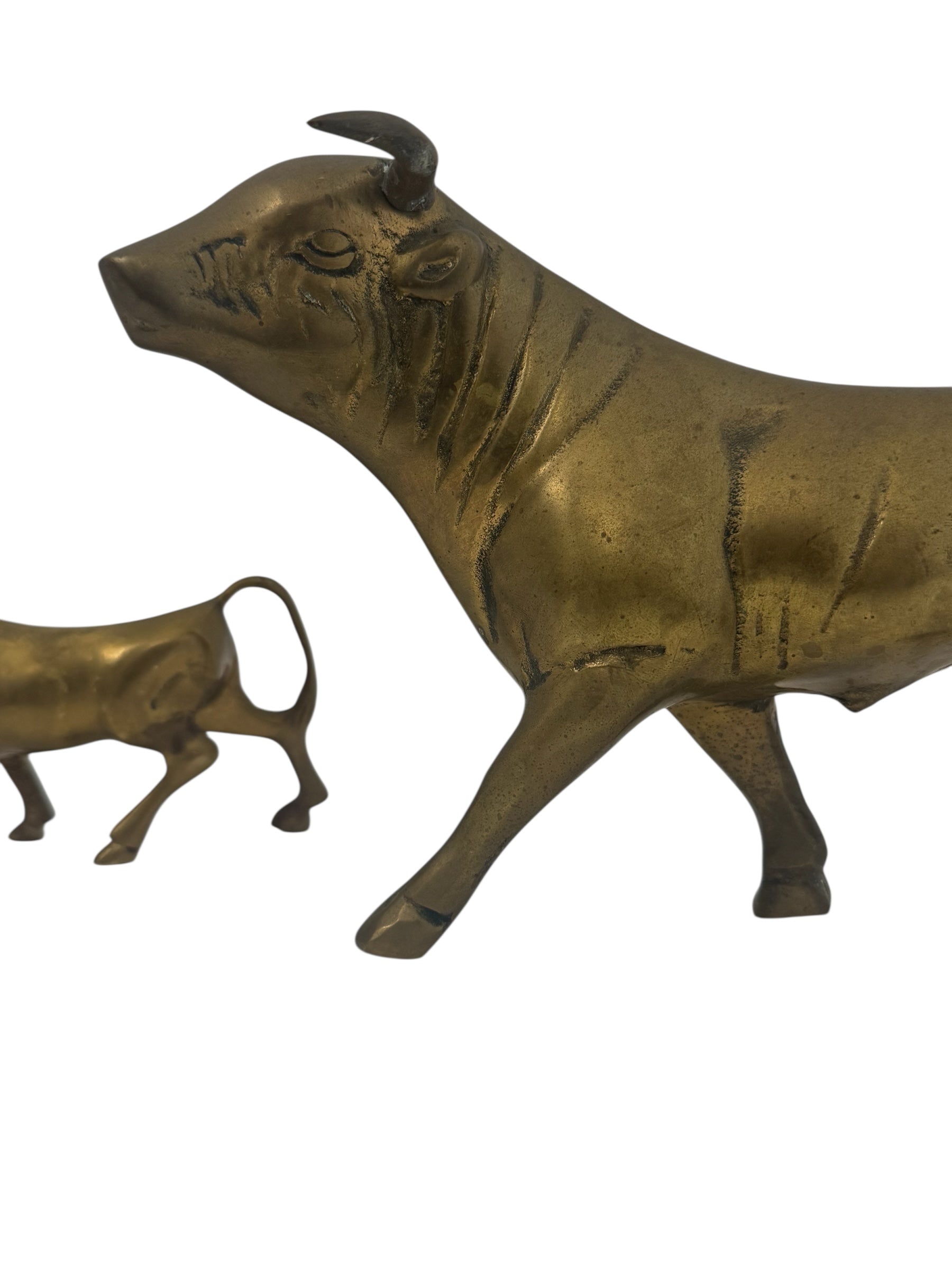 Vintage Brass Bull Figurines – Pair of Mid-Century Modern Bulls