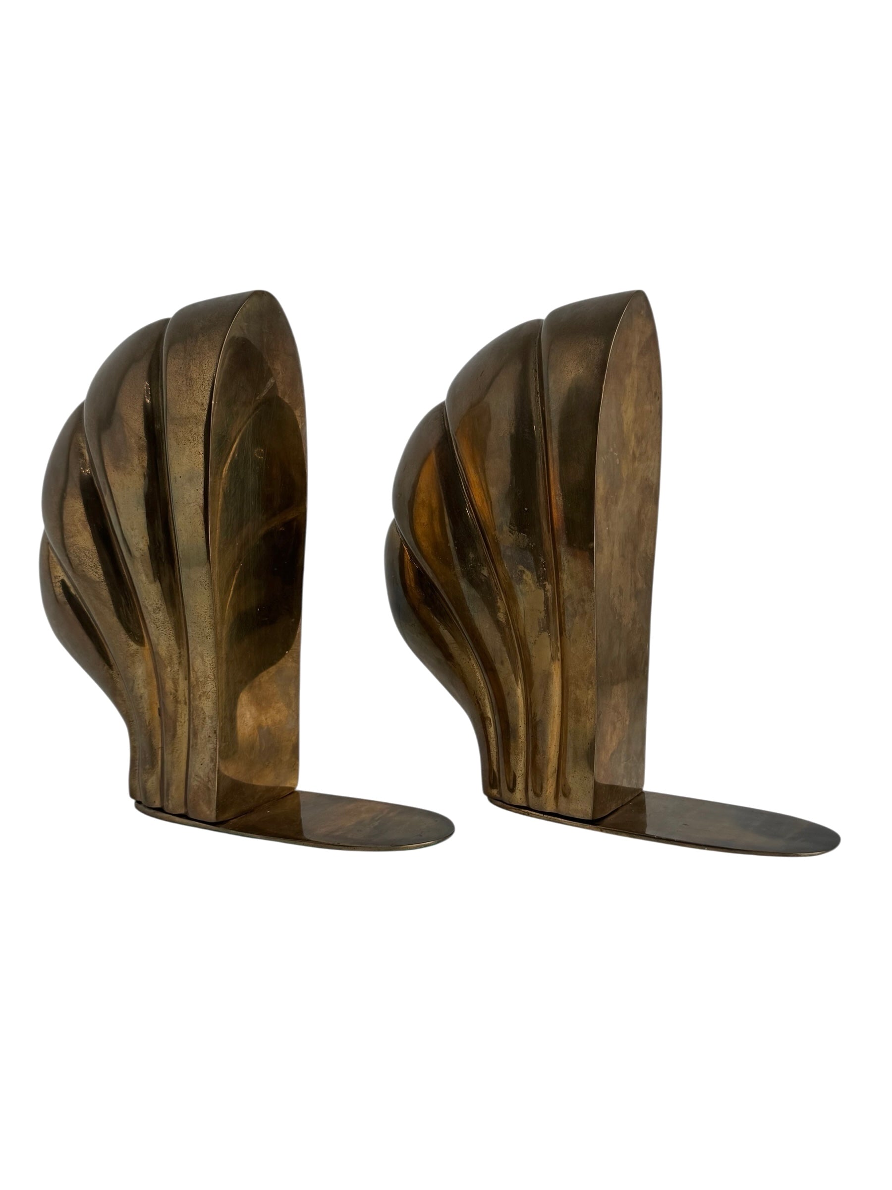 Vintage Brass Seashell Oversized Bookends by Frederick Cooper – Heavy Nautical Art Deco Style