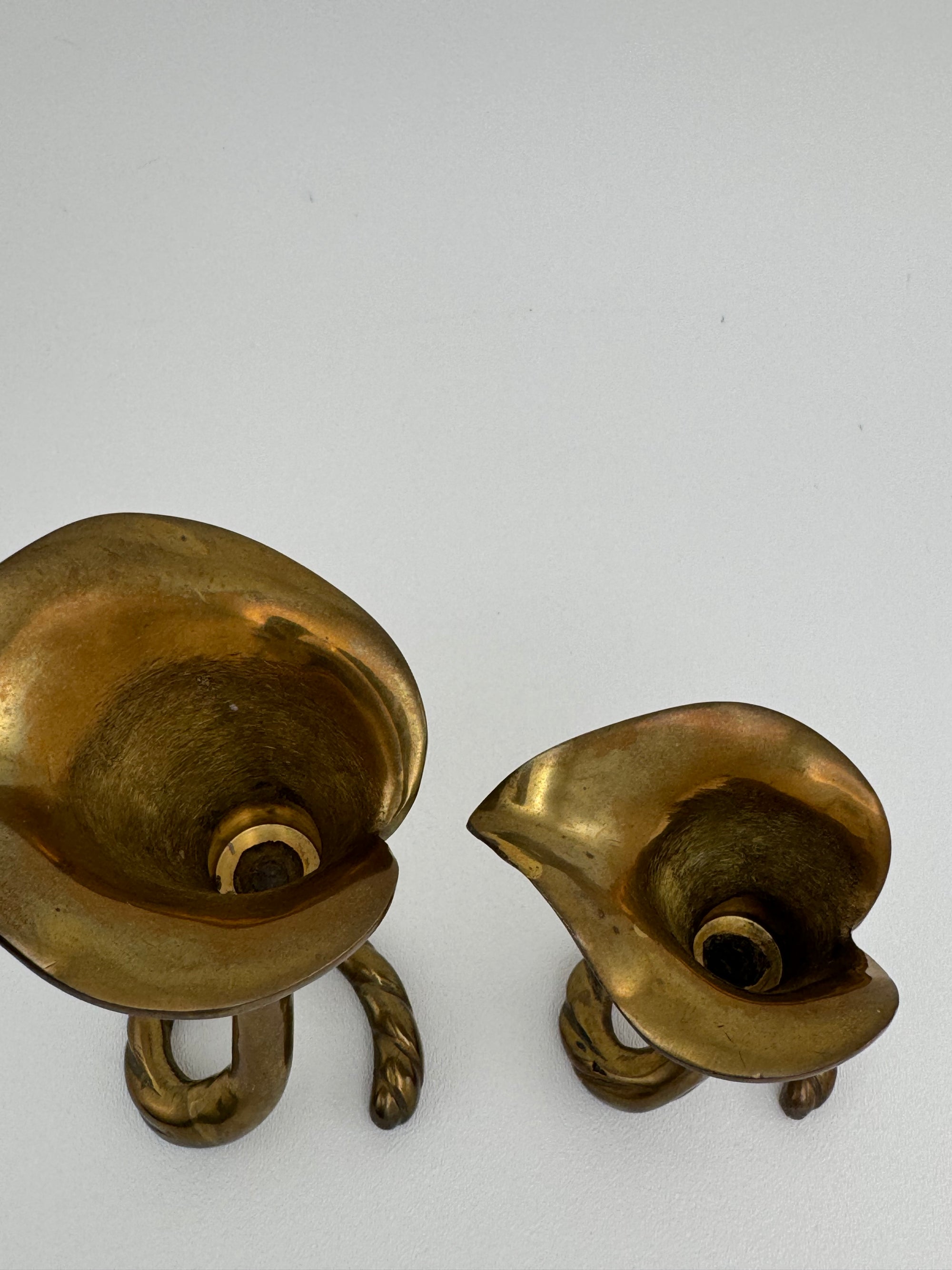 Vintage Brass Tulip Candlestick Holders-A Pair