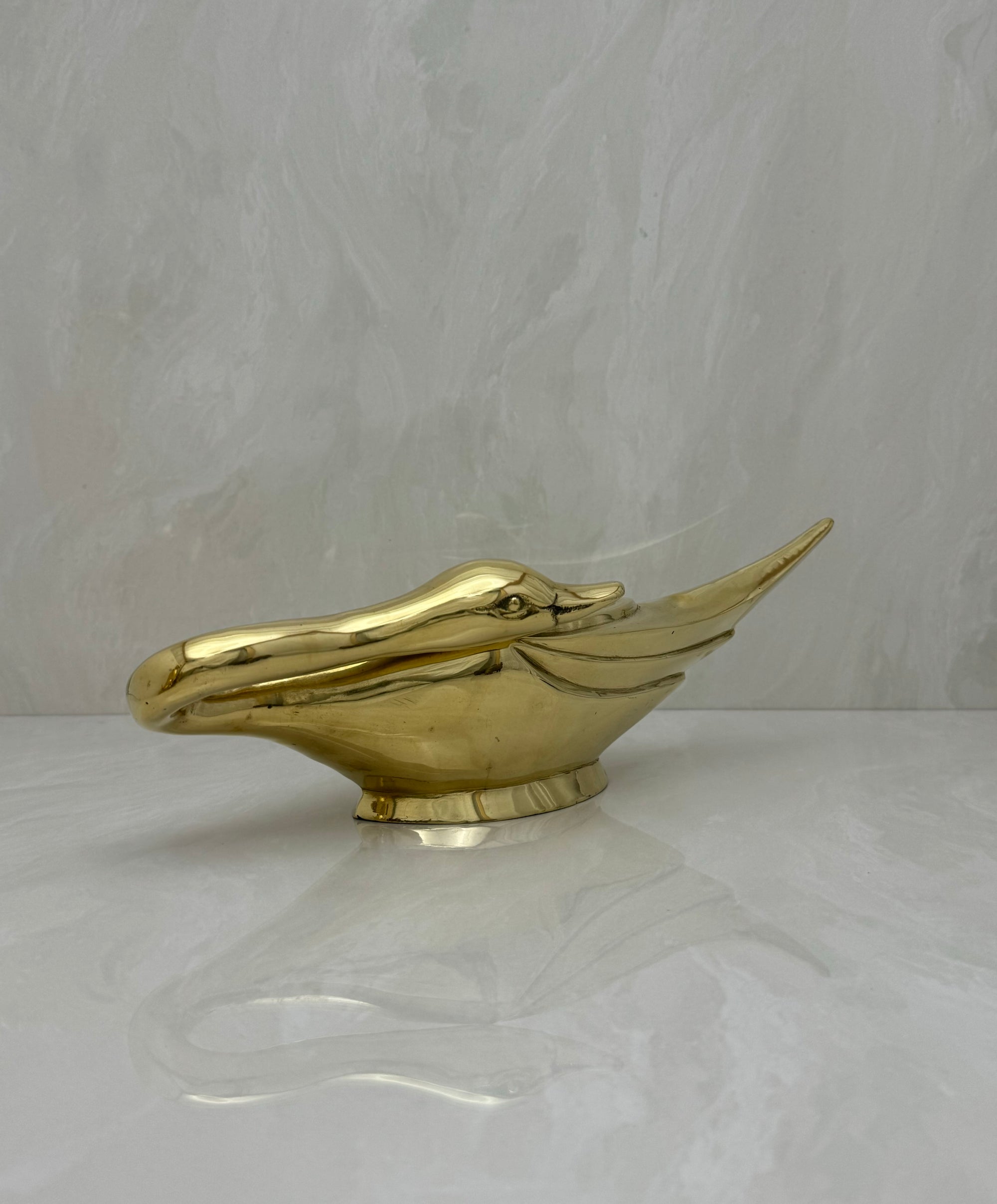 Vintage Brass Swan Trinket Dish