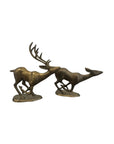 Vintage Mid-Century Brass Running Deer Sculptures – Pair