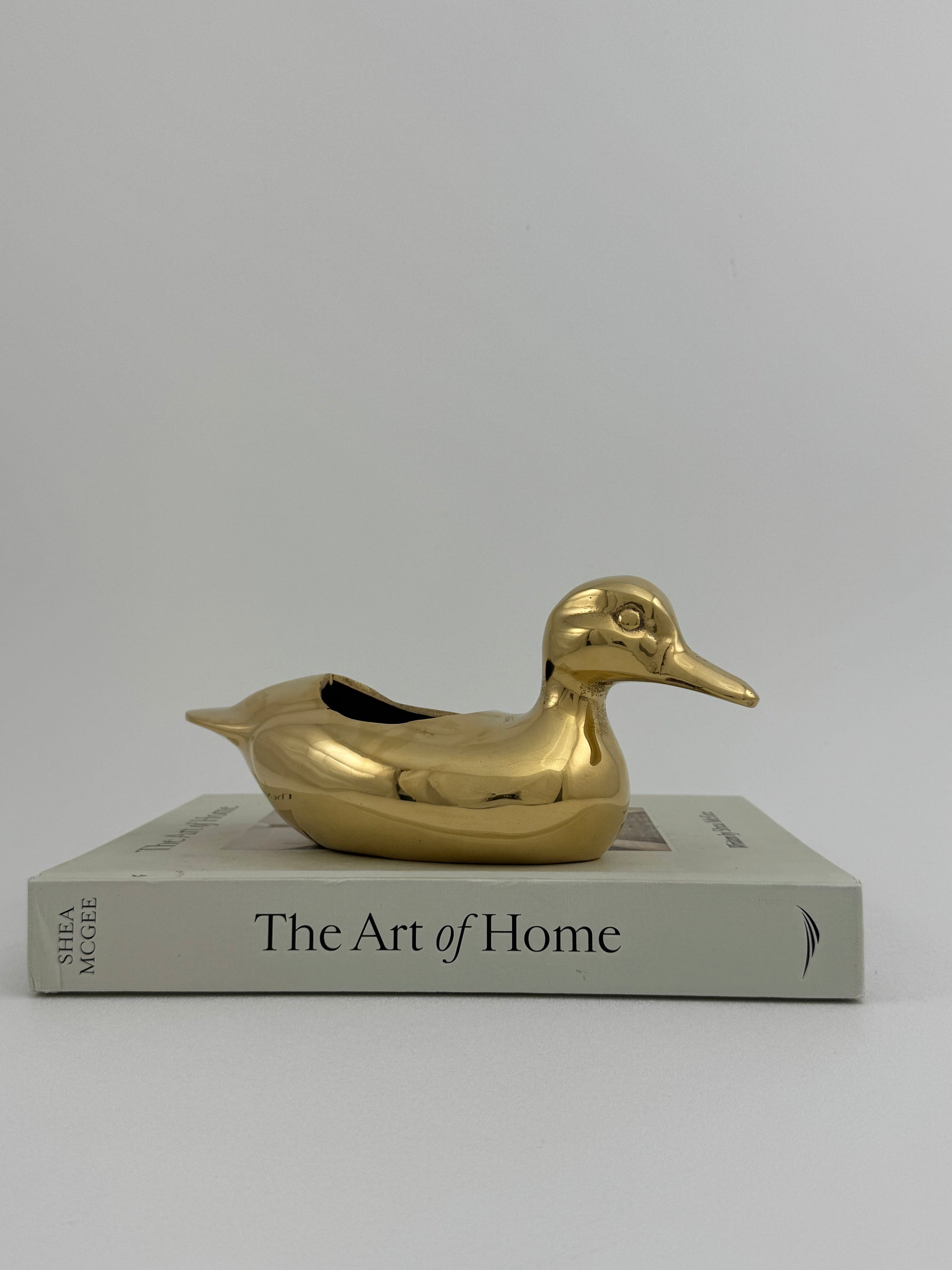 Vintage Brass Duck Stash Pot