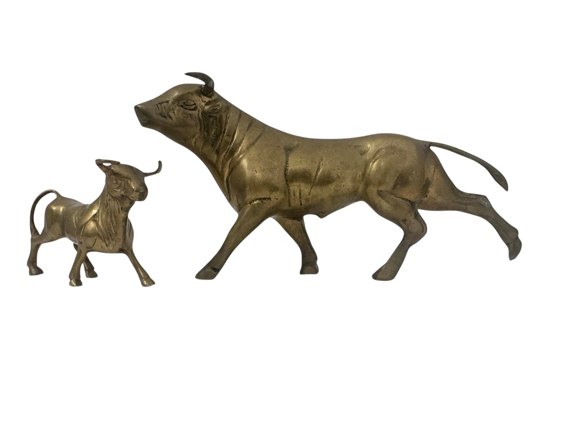 Vintage Brass Bull Figurines – Pair of Mid-Century Modern Bulls