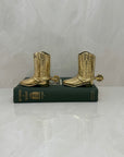 Small Vintage Brass Cowboy Boot Vases-A Pair