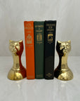 Vintage Brass Cat Head Bookends-A Pair