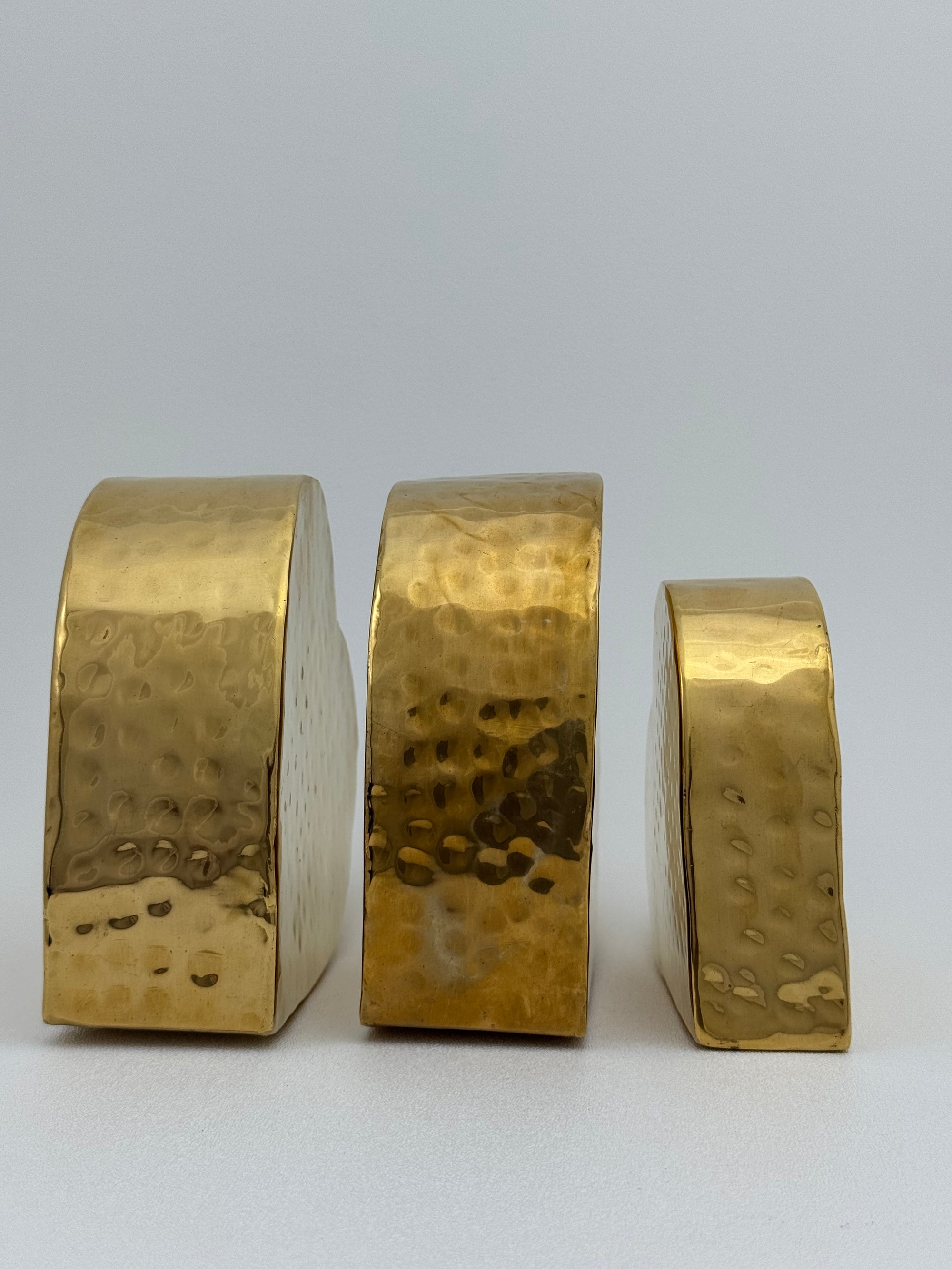 Vintage Brass Hammered Heart Shaped Vases/Planters- A Set of Three by Hosley