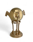 Vintage Brass Horsehead Stand with Gazing Ball