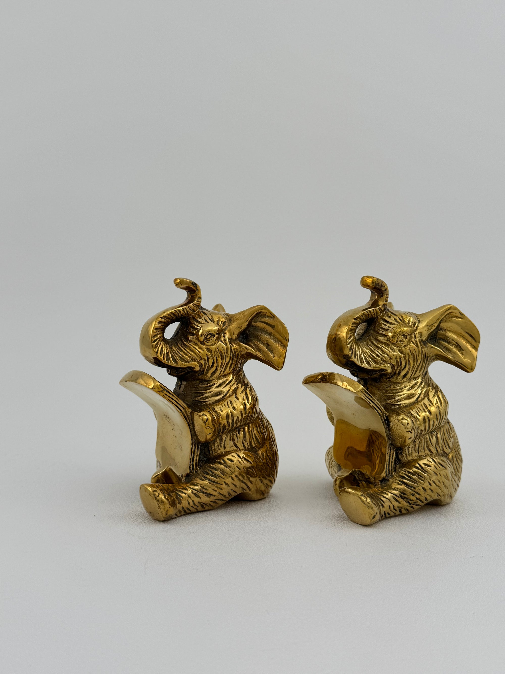 Vintage Brass Elephants Bookends-A Pair